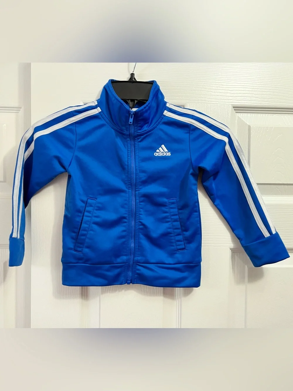Adidas Little Kids' Blue Track Jacket with Signature Stripes